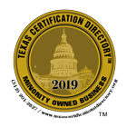 Minority Owned Business - Certified 2019 by the Texas Certification Directory